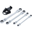 BGS Doppel-Ratschen-Ringschlüssel-Satz | abwinkelbar | mit E-Profil RiNGK | öpfen | SW E6  E24 mm | 4-tlg | 71028