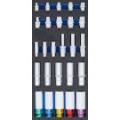BGS Werkstattwageneinlage 1/3: Steckschlüssel-Einsätze | Sechskant, tief 11  22 mm | E-Profil E10 - E22 | 6,3 mm (1/4""""), 10 mm (3/8""""), 12,5 mm (1/2"""") | 26-tlg | 4147