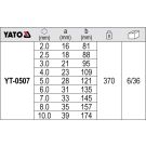 Sechskant-Stiftschlüsselsatz Kugel 9Tlg. 2û10 mm Cr-V YT-0507
