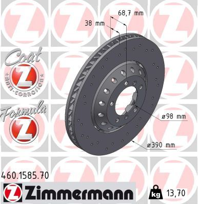 ZIMMERMANN Bremsscheibe 460.1585.70 ZIMMERMANN Bremsscheibe 460.1585.70