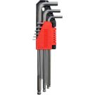 Sechskant-Stiftschlüsselsatz Kugel 9Tlg.1,5-10mm Lang Crv YT-0506