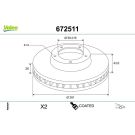 VALEO Bremsscheibe 672511 COATED