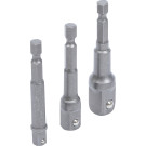 BGS Adapter-Satz für Bohrmaschinen Antrieb Außensechskant 6,3 mm (1/4 ) Abtrieb Außenvierkant 6,3 mm (1/4 ) / 10 mm (3/8 ) / 12,5 mm (1/2 ) 3-tlg BGS Do it yourself 8204