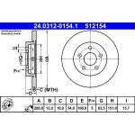 Bremsscheibe Ford T. Mondeo 1.8-3.0 00-07 Power Disc 24.0312-0154.1 Bremsscheibe Ford T. Mondeo 1.8-3.0 00-07 Power Disc 24.0312-0154.1