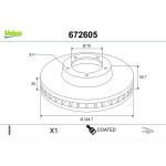 VALEO Bremsscheibe 672605 VALEO Bremsscheibe 672605