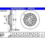 ATE Bremsscheibe VW Hinterachse Phaeton 3.0-6.0 4 Motion 02-16 24.0122-0212.1