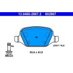 ATE Bremsbelagsatz Alfa Romeo Hinterachse 147/156/Gt 1, 6-3, 2 97-10 13.0460-2867.2 ATE Bremsbelagsatz Alfa Romeo Hinterachse 147/156/Gt 1, 6-3, 2 97-10 13.0460-2867.2