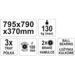 Werkstatt Rollwagen 3 Ablage F×cher YT-55210 Werkstatt Rollwagen 3 Ablage F×cher YT-55210