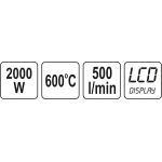 YATO YT-82293 Heissluftpistole 2000 W 70~600Ïc Mit Zubeh÷r Und Lcd-Anzeige YATO YT-82293 Heissluftpistole 2000 W 70~600Ïc Mit Zubeh÷r Und Lcd-Anzeige