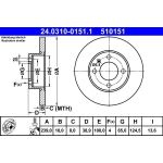 Bremsscheibe Audi S. 80 1.3-1.6 72-86 Power Disc 24.0310-0151.1 Bremsscheibe Audi S. 80 1.3-1.6 72-86 Power Disc 24.0310-0151.1