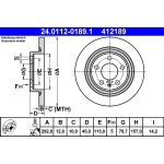 ATE Bremsscheibe Opel Hinterachse Astra/Cascada/Zafira 1.3-2.0 Cdti 07 24.0112-0189.1