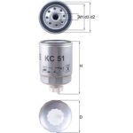 KC 51 MAHLE Kraftstofffilter KC 51, Anschraubfilter, Höhe 125 mm – u. a. für Peugeot 106 I (1A, 1C), 106 II (1A_, 1C_), 106 Van II Kasten/Schrägheck (1S_) – OE Nummer 01906 - l