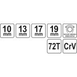 Doppelring-Ratschenschlüssel 13.10.17.19 YT-4945 Doppelring-Ratschenschlüssel 13.10.17.19 YT-4945