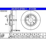 Bremsscheibe Citroen P. Berlingo/C2/C3/C4 96- Power Disc 24.0313-0184.1 Bremsscheibe Citroen P. Berlingo/C2/C3/C4 96- Power Disc 24.0313-0184.1