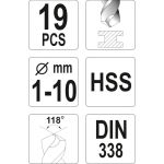 Spirallbohrersatz Hss 19-Tlg. 1-10Mm YT-4462 Spirallbohrersatz Hss 19-Tlg. 1-10Mm YT-4462
