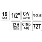 Steckschlüsselsatz 1/2 Typ2 19-Tlg YT-38681 Steckschlüsselsatz 1/2 Typ2 19-Tlg YT-38681