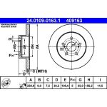Bremsscheibe Toyota T. Prius/Verso 1.33-1.8 09 24.0109-0163.1 Bremsscheibe Toyota T. Prius/Verso 1.33-1.8 09 24.0109-0163.1