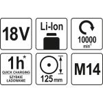 Winkelschleifer 18V Ohne Batterien YT-82827 Winkelschleifer 18V Ohne Batterien YT-82827
