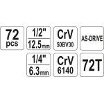 Steckschlüsselsatz M 1/2 + 1/4 72-Tlg YT-38782 Steckschlüsselsatz M 1/2 + 1/4 72-Tlg YT-38782