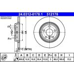 Bremsscheibe Vw T. A4/A5/A6/A7/Q5 08- Power Disc 24.0312-0178.1 Bremsscheibe Vw T. A4/A5/A6/A7/Q5 08- Power Disc 24.0312-0178.1