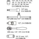 Knarrenkasten 1/2 24-Tlg. 10-32Mm In Schubladeneinlage YT-5537 Knarrenkasten 1/2 24-Tlg. 10-32Mm In Schubladeneinlage YT-5537