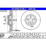 ATE Bremsscheibe Peugeot S. 807/Expert 1.6-2.2 96- PowerDisc 24.0328-0136.1 ATE Bremsscheibe Peugeot S. 807/Expert 1.6-2.2 96- PowerDisc 24.0328-0136.1
