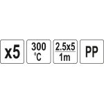 Pp-Einsätze 2,5X5mm, 5X1M, 5 St YT-82303 Pp-Einsätze 2,5X5mm, 5X1M, 5 St YT-82303