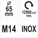 Rückenbürste M14, Inox, 65 mm YT-47658 Rückenbürste M14, Inox, 65 mm YT-47658