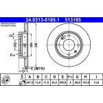 Bremsscheibe Peugeot S. 206 1.1-1.4 98- Power Disc 24.0313-0185.1 Bremsscheibe Peugeot S. 206 1.1-1.4 98- Power Disc 24.0313-0185.1