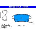 ATE Bremsbelagsatz Renault Hinterachse Fluence/Megane/Scenic 1.2-2.0 08 13.0460-2756.2 ATE Bremsbelagsatz Renault Hinterachse Fluence/Megane/Scenic 1.2-2.0 08 13.0460-2756.2