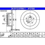 Bremsscheibe Toyota T. Avensis/Previa 2,0-2,4 00-09 24.0112-0164.1 Bremsscheibe Toyota T. Avensis/Previa 2,0-2,4 00-09 24.0112-0164.1