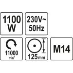 Winkelschleifer 1100W 125Mm YT-82100