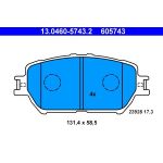 ATE Bremsbelagsatz Toyota Vorderachse Camry 2, 4-3, 0 01-06 13.0460-5743.2