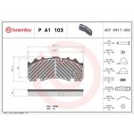BREMBO Bremsbelagsatz, Scheibenbremse P A1 103 BREMBO Bremsbelagsatz, Scheibenbremse P A1 103