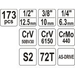 Steckschlüsselsatz Xl Typ2 1/2 + 3/8 + 1/4 173-Tlg YT-38931 Steckschlüsselsatz Xl Typ2 1/2 + 3/8 + 1/4 173-Tlg YT-38931