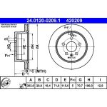 ATE Bremsscheibe Chevrolet Hinterachse Captiva 2.0-2.2D/2.4-3.2 06 24.0120-0209.1