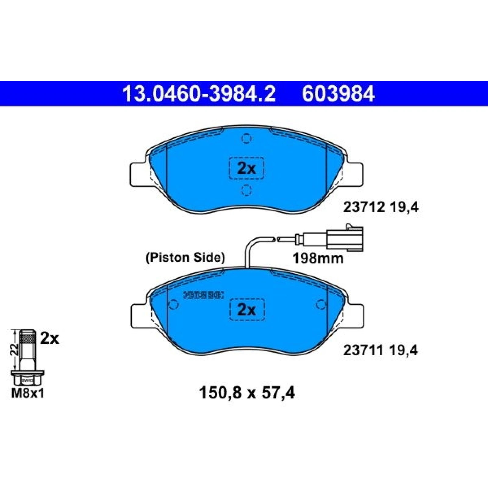 Bremsbelagsatz Alfa P. Mito 1.3-1.4/1.6 Jtdm 08 13.0460-3984.2