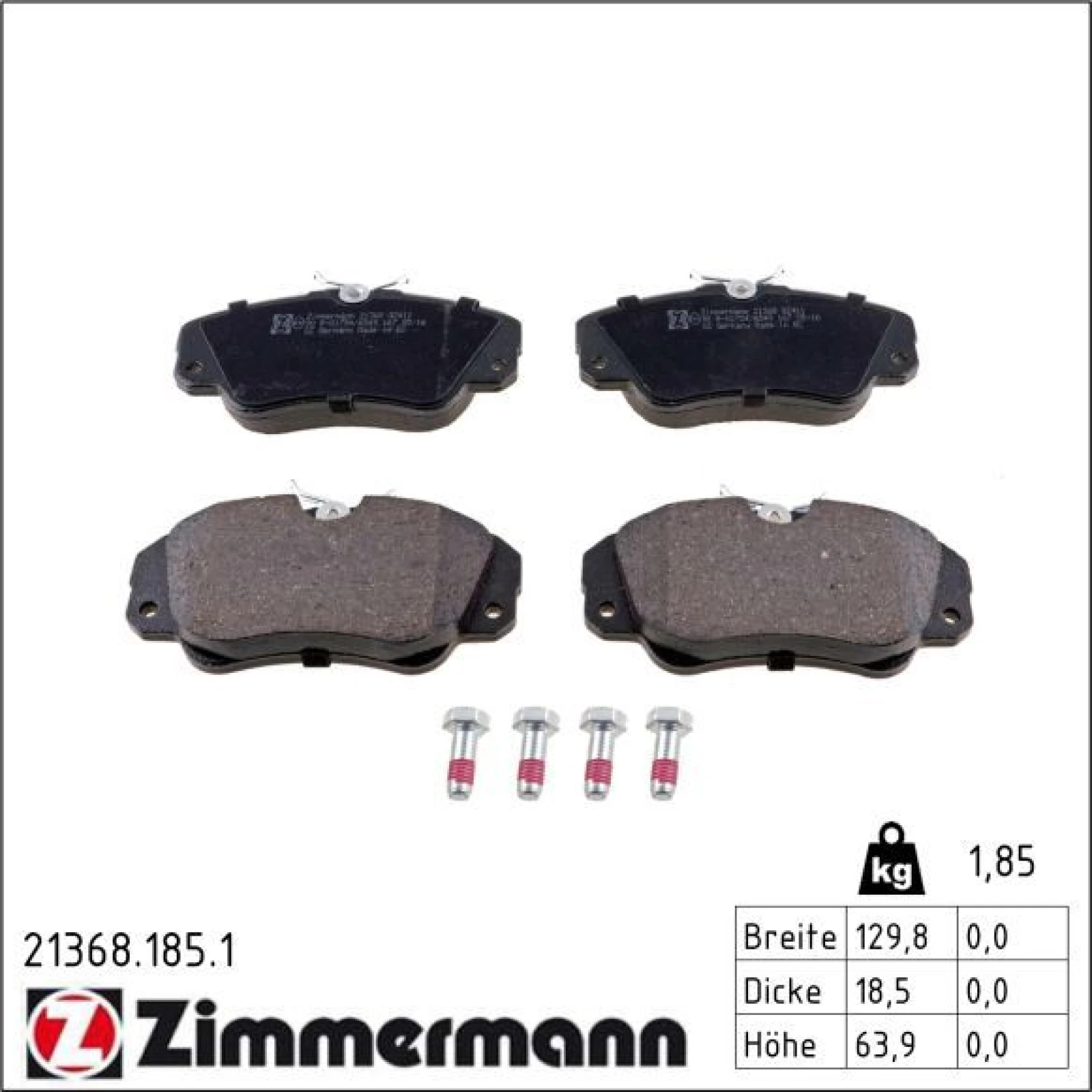 ZIMMERMANN Bremsbeläge 21368.185.1