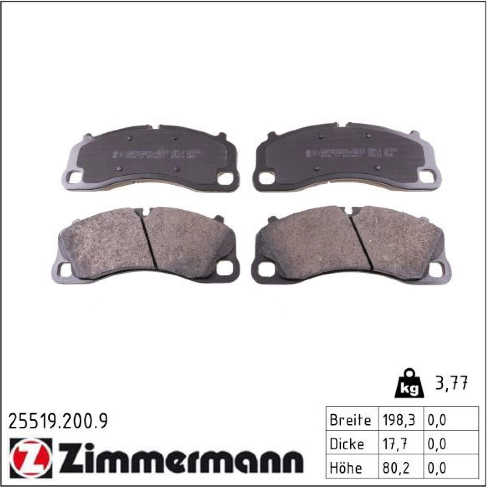 ZIMMERMANN Bremsbeläge 25519.200.9