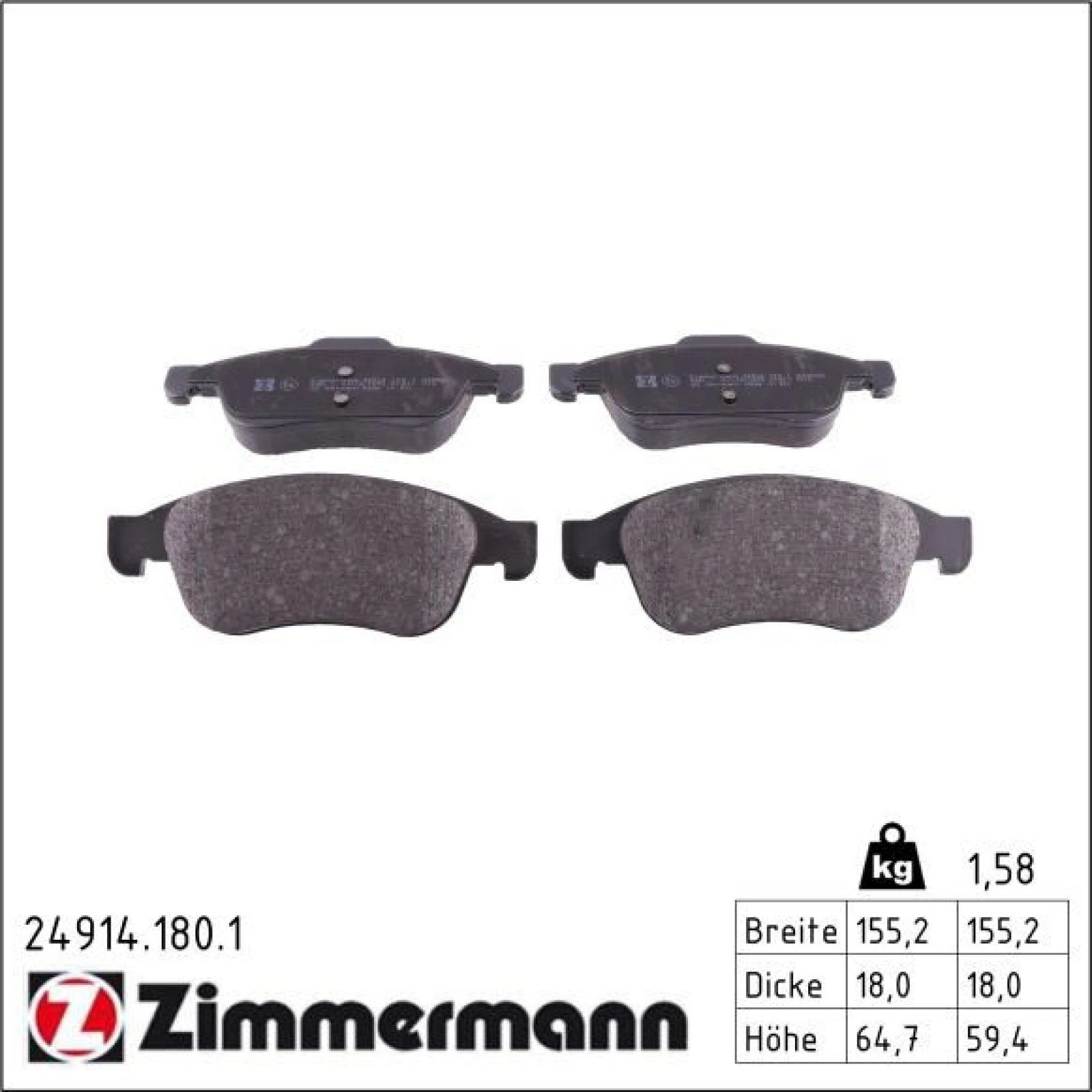 ZIMMERMANN Bremsbeläge 24914.180.1