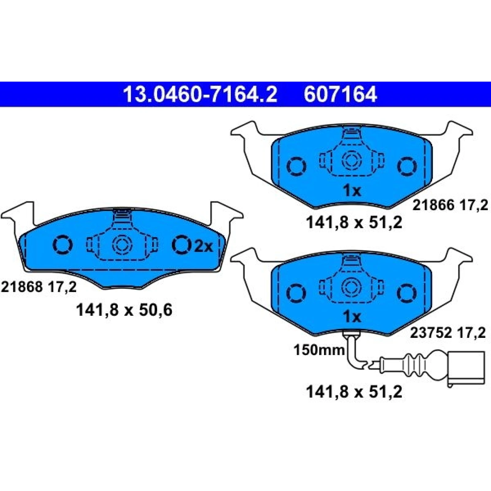 Bremsbelagsatz Vw P. Polo 1.2-2.0 01- Mit Sensor 13.0460-7164.2