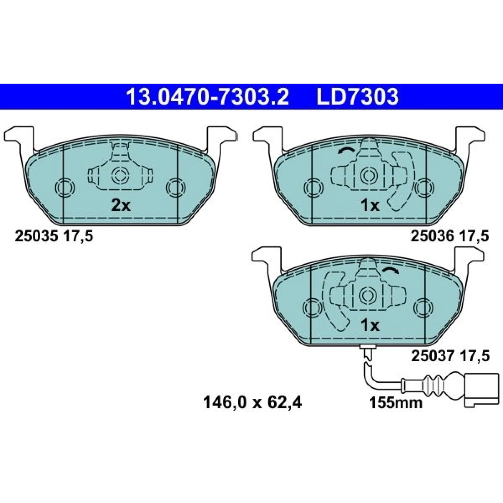Bremsbelagsatz Vw P. Golf 1.0-2.0 12- Keramik 13.0470-7303.2