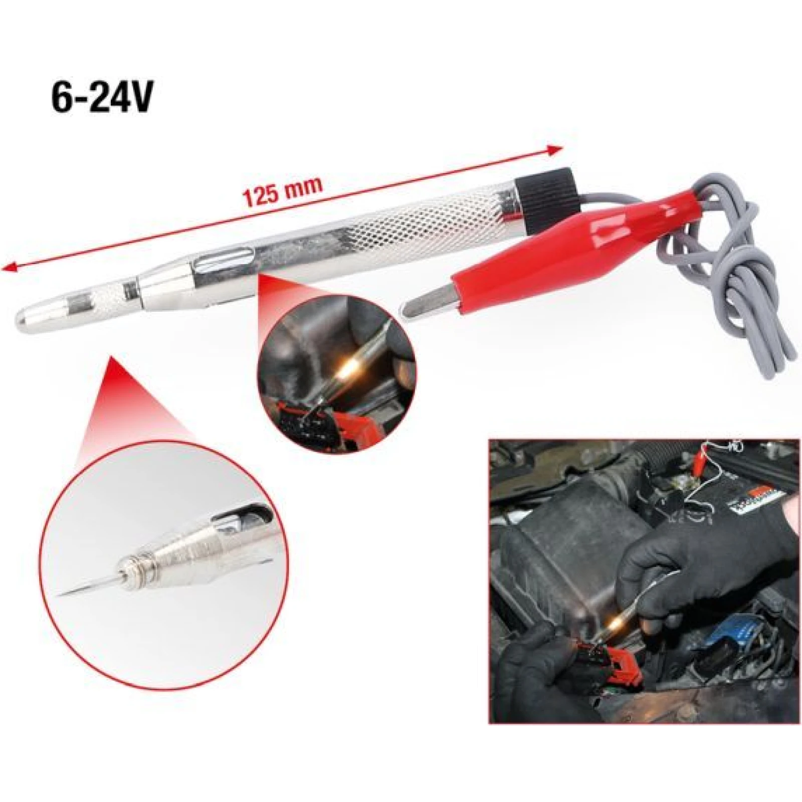 KS TOOLS Prüflampe 6-24 V, 125 mm 550.1504