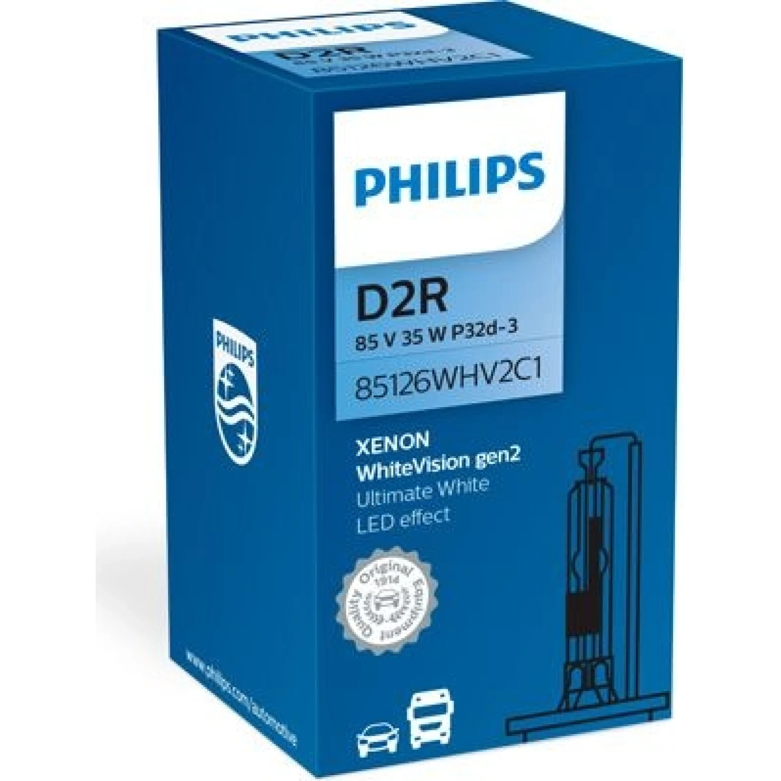 D2R 85V 35W P32d-3 WhiteVision Gen2 5000K Xenon 1 Stück Philips 85126WHV2C1