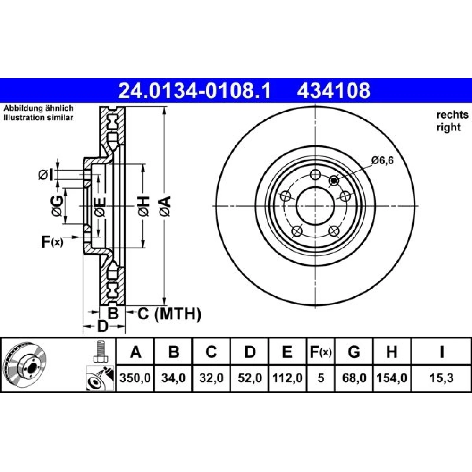 ATE Bremsscheibe 24.0134-0108.1