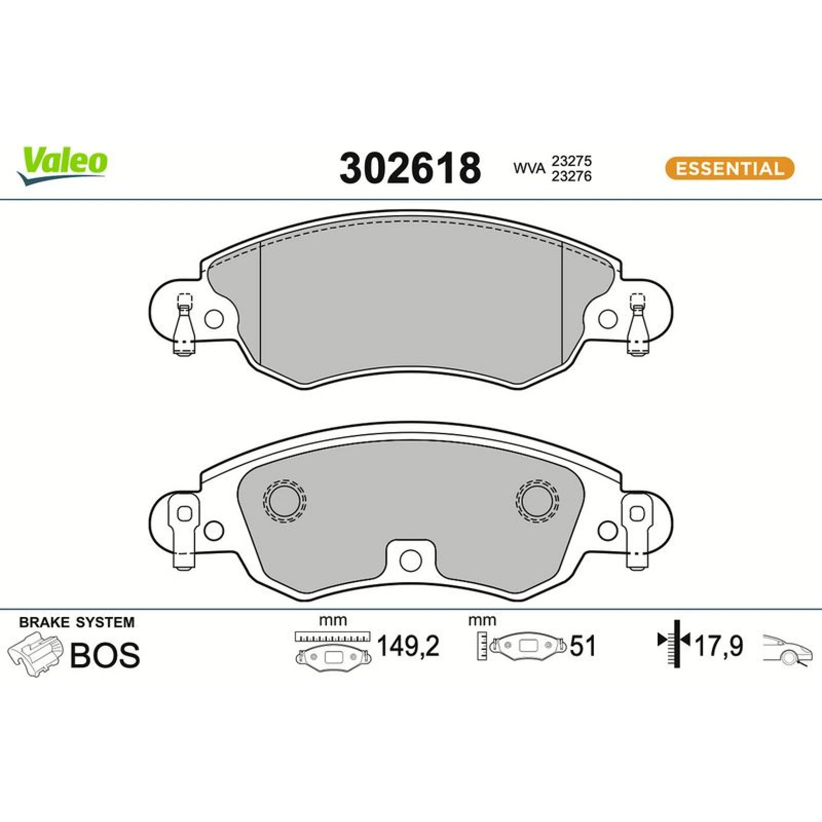 VALEO Bremsbeläge 302618