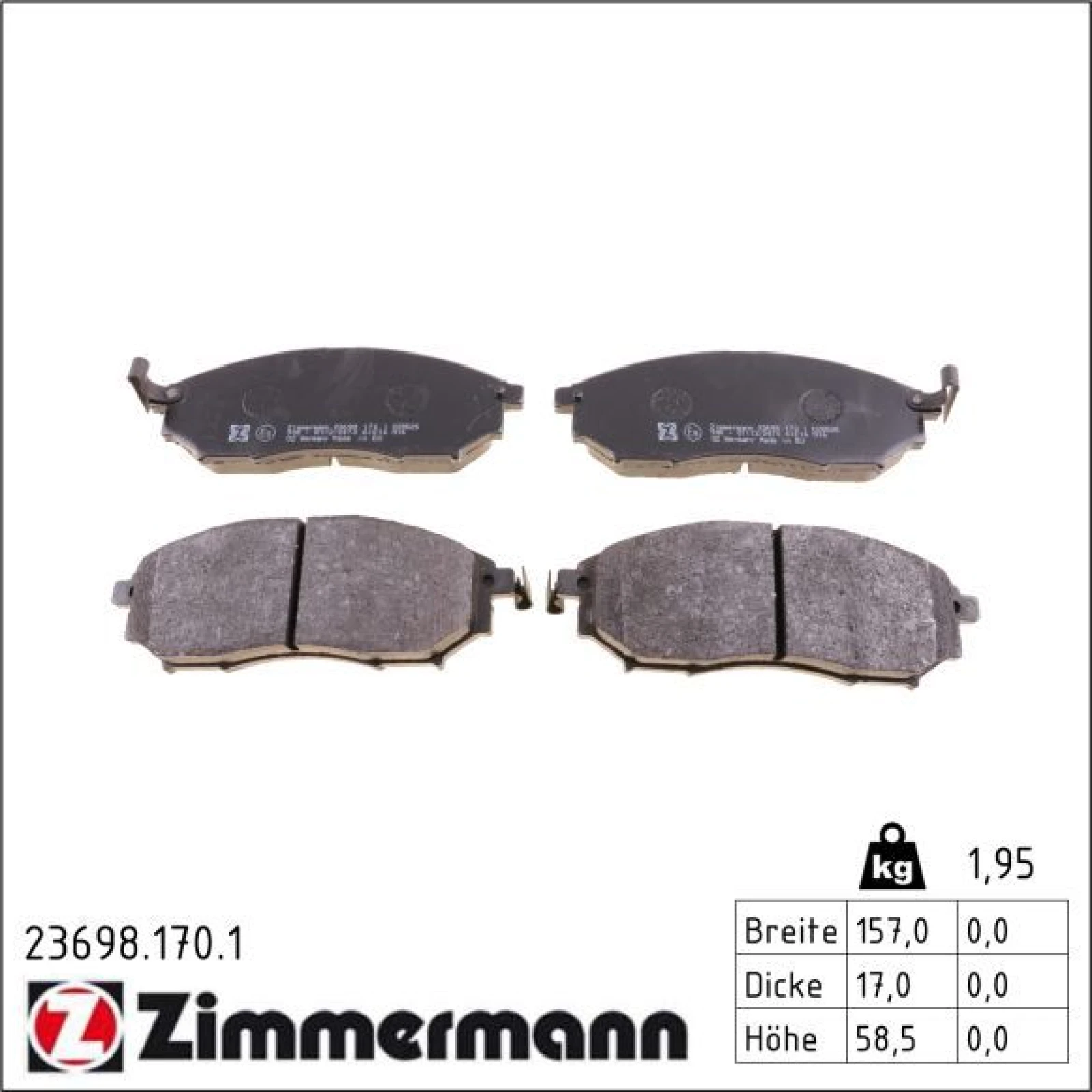 ZIMMERMANN Bremsbeläge 23698.170.1