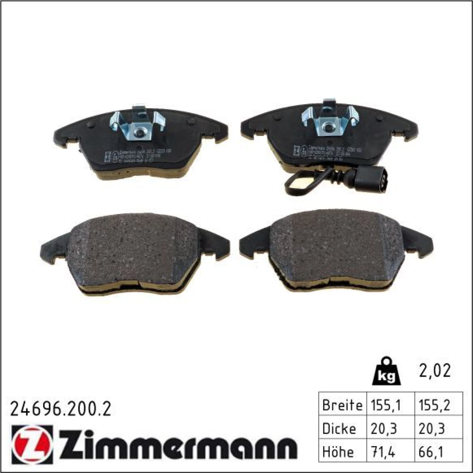 ZIMMERMANN Bremsbelagsatz, Scheibenbremse 24696.200.2