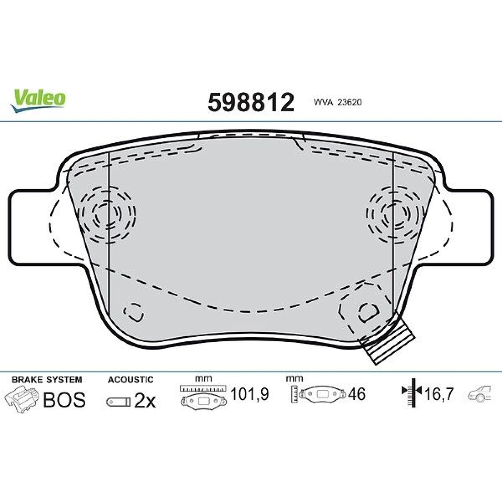 VALEO Bremsbeläge 598812