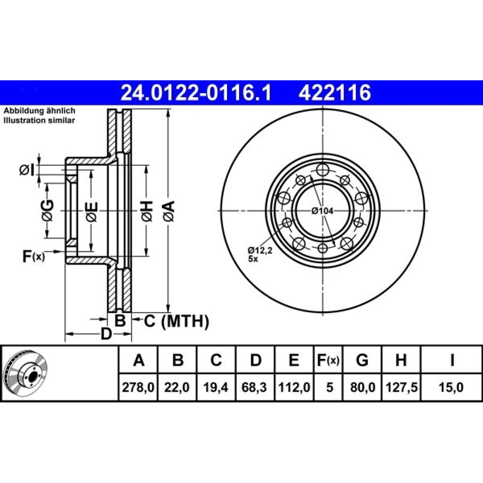 Bremsscheibe 24.0122-0116.1